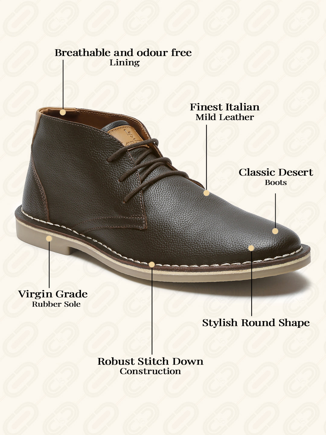 Brunette Brown Italian Leather British Stitch Down Chukka Boots