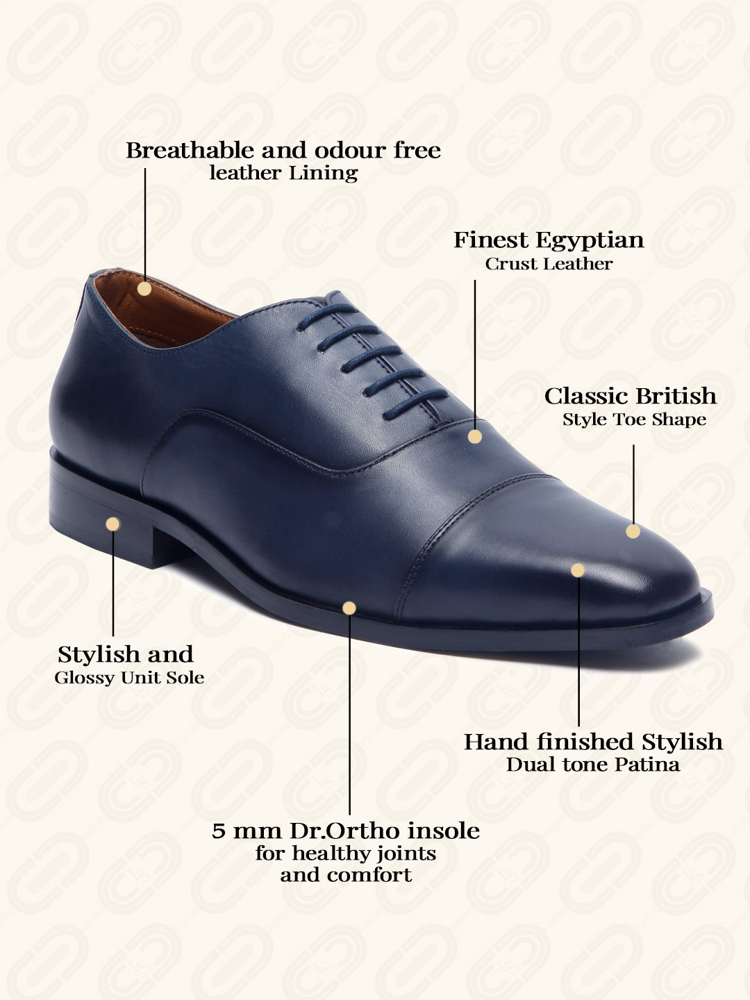 Federal Blue Handmade Premium Italian Leather Oxfords