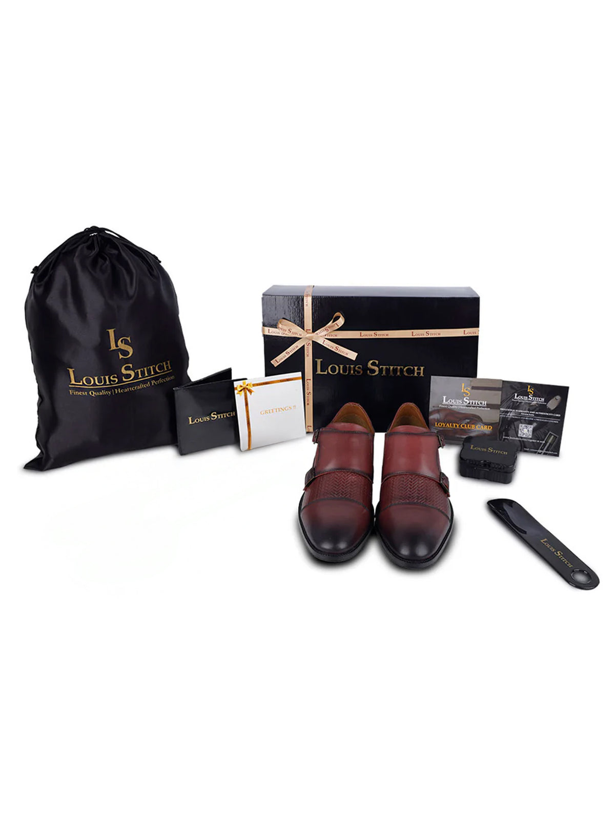 Rosewood Handmade Premium Italian Leather Weaved Double Monk