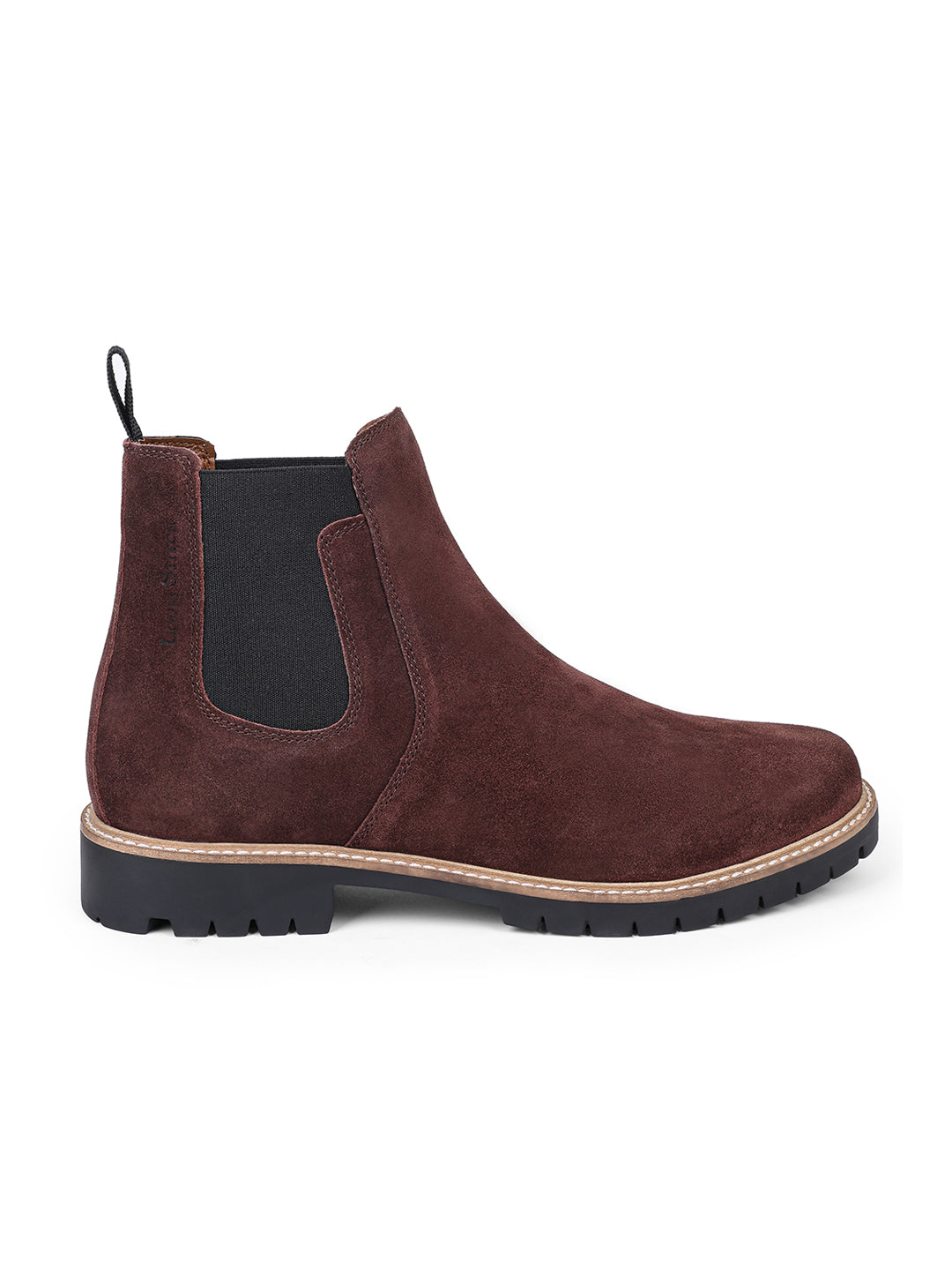 Brunette Brown High Ankle Suede Leather Chelsea Boots for Men
