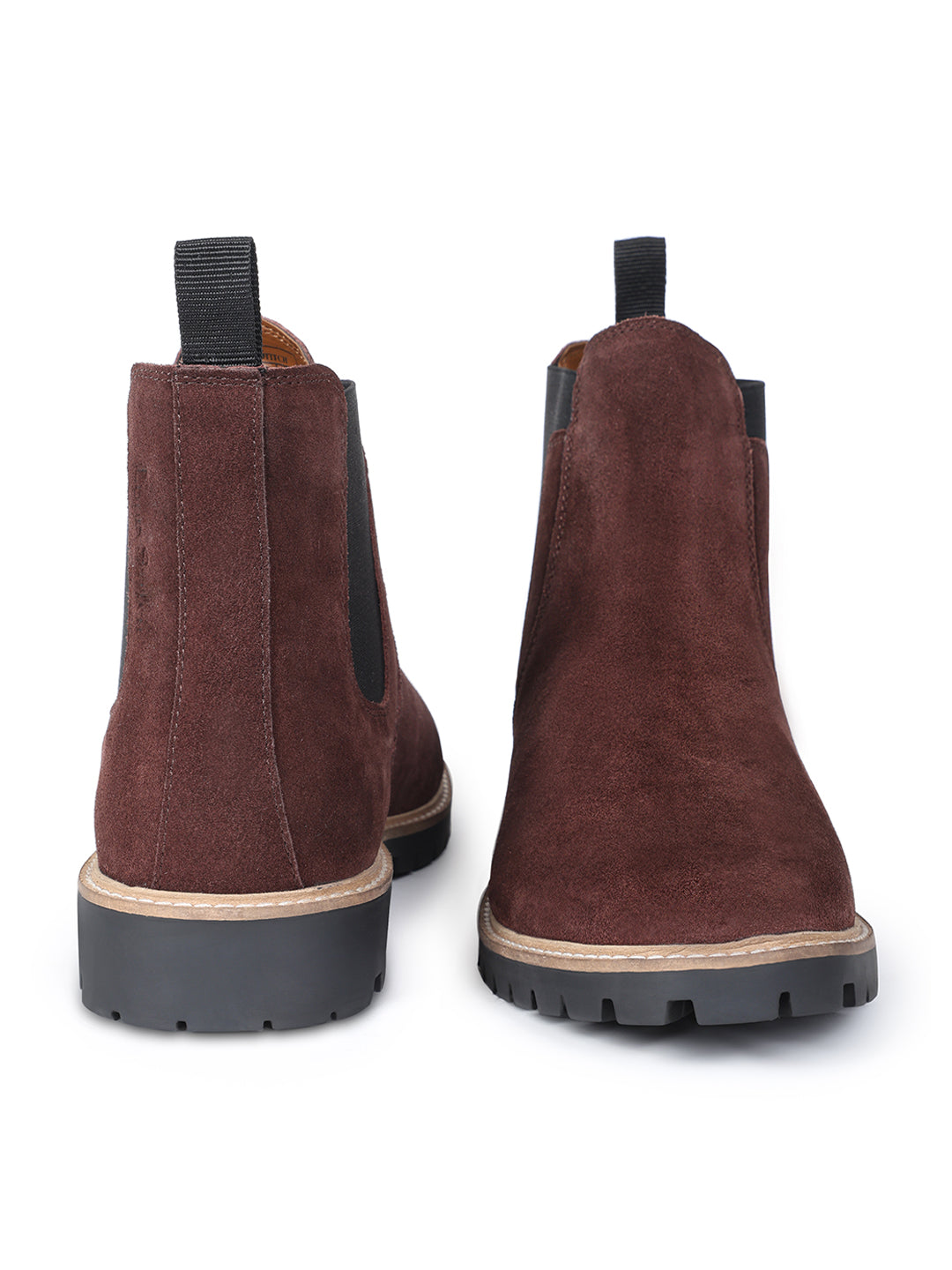 Brunette Brown High Ankle Suede Leather Chelsea Boots for Men