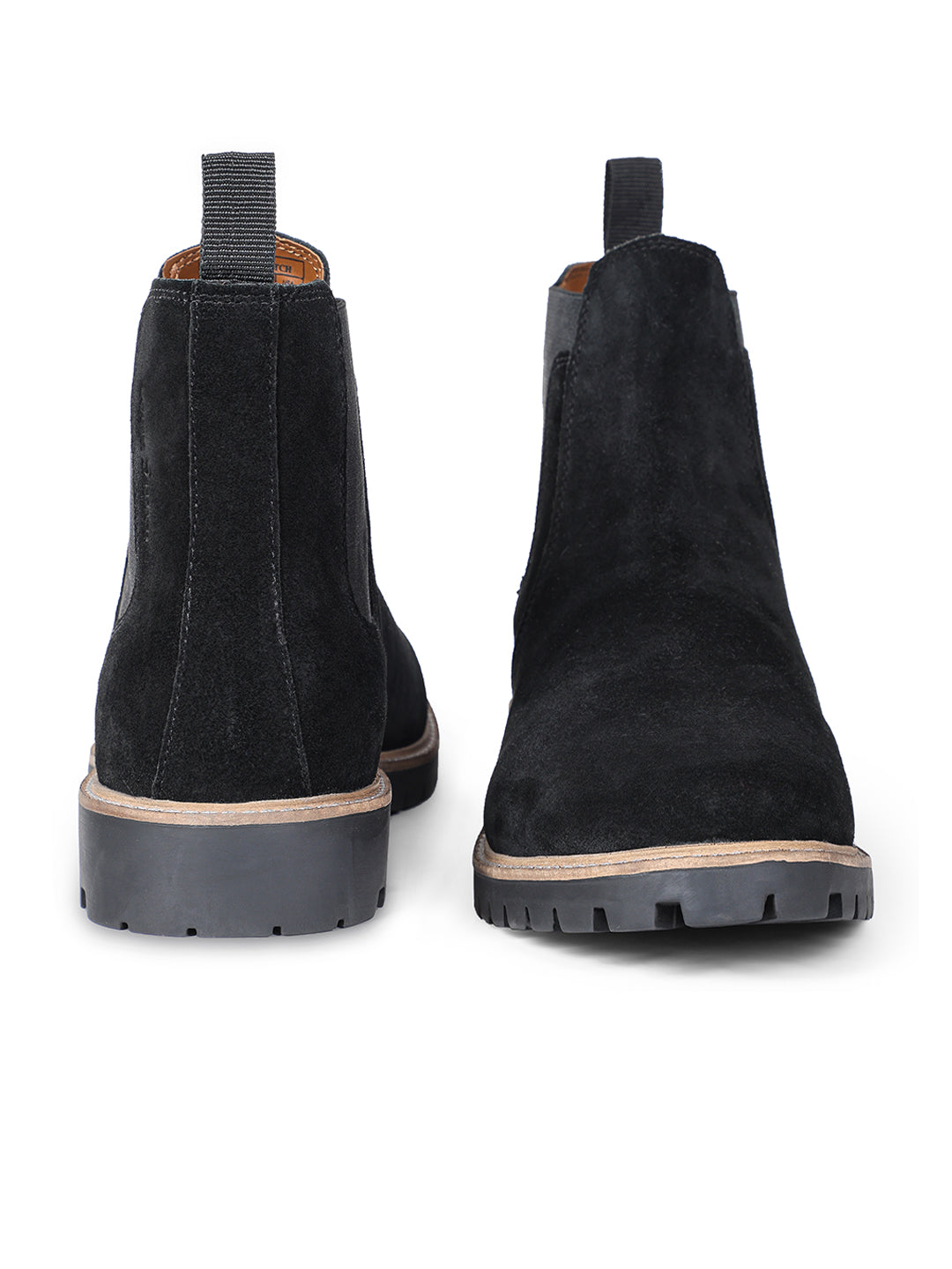 Jet Black High Ankle Suede Leather Chelsea Boots for Men