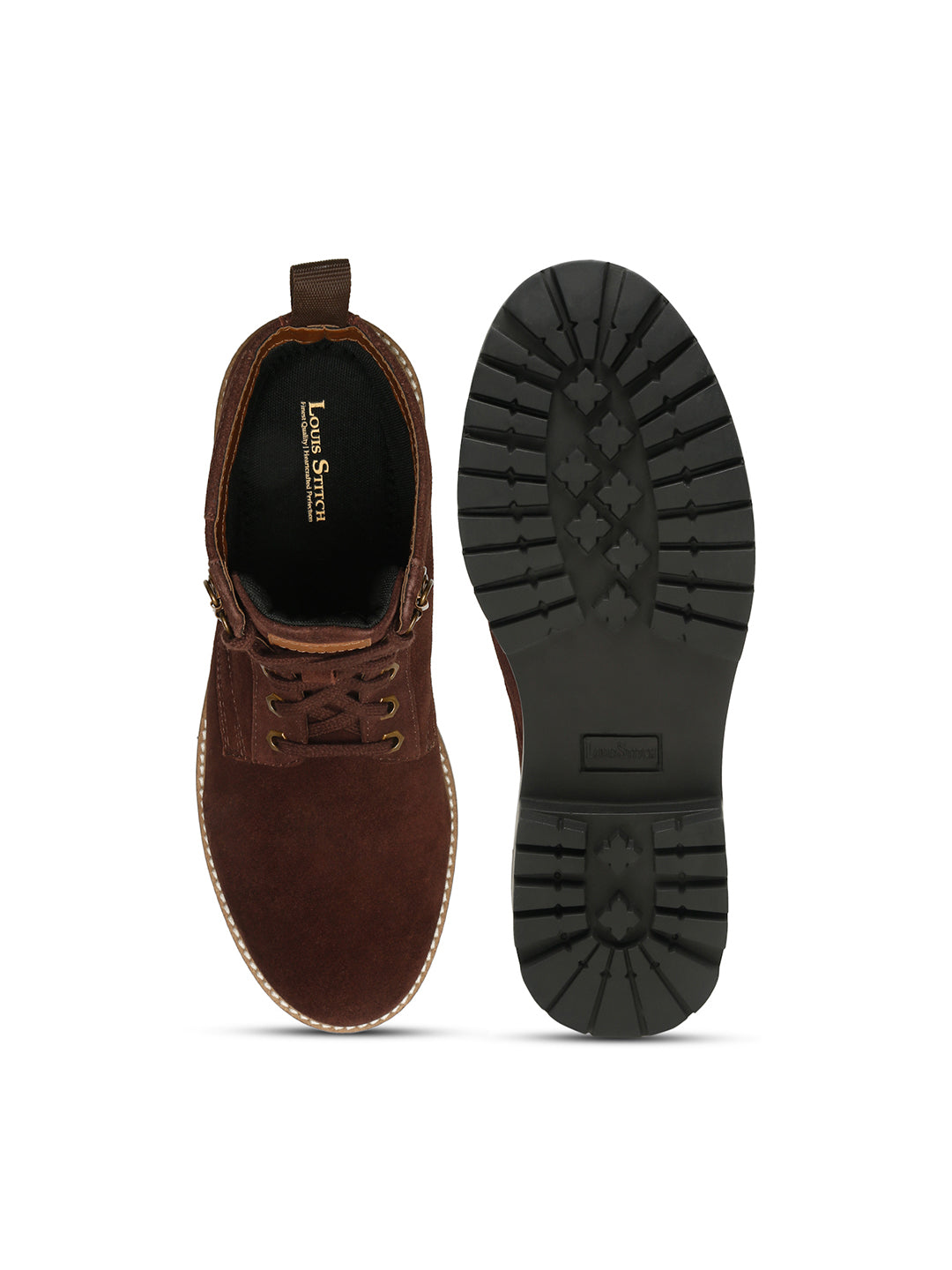 Brunette Brown High Ankle Suede Leather Chukka Boots for Men