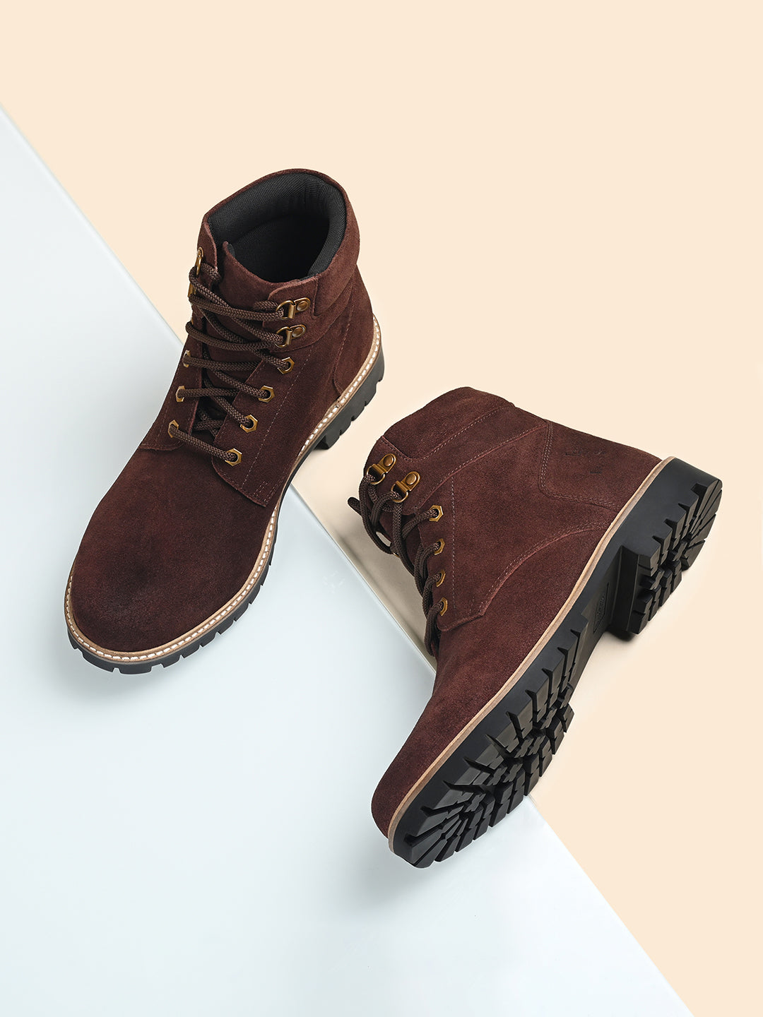 Brunette Brown High Ankle Suede Leather Chukka Boots for Men