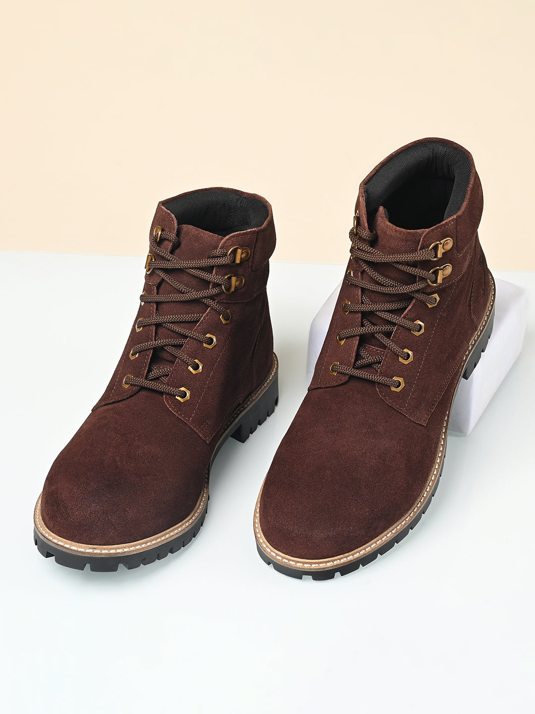 Brunette Brown High Ankle Suede Leather Chukka Boots for Men