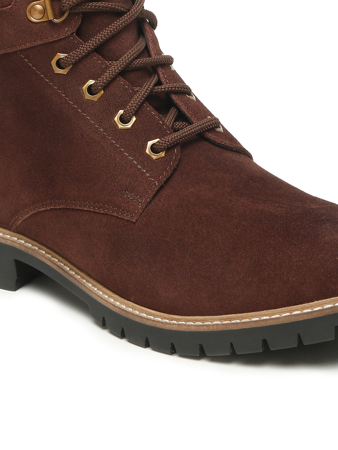 Brunette Brown High Ankle Suede Leather Chukka Boots for Men