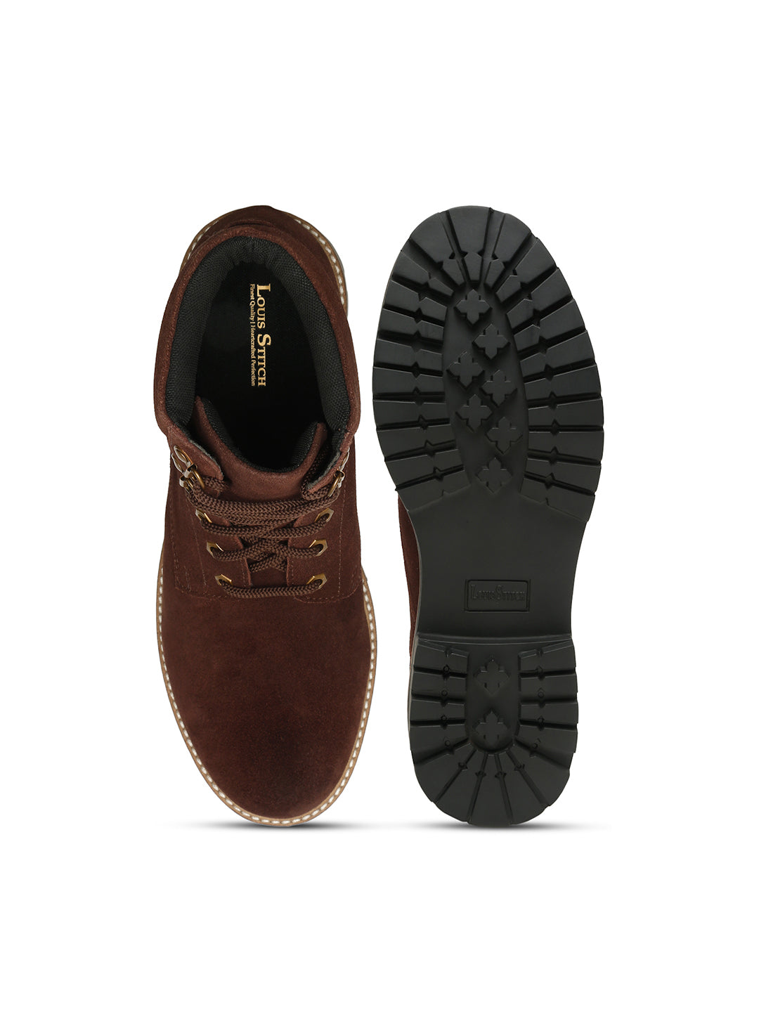 Brunette Brown High Ankle Suede Leather Chukka Boots for Men