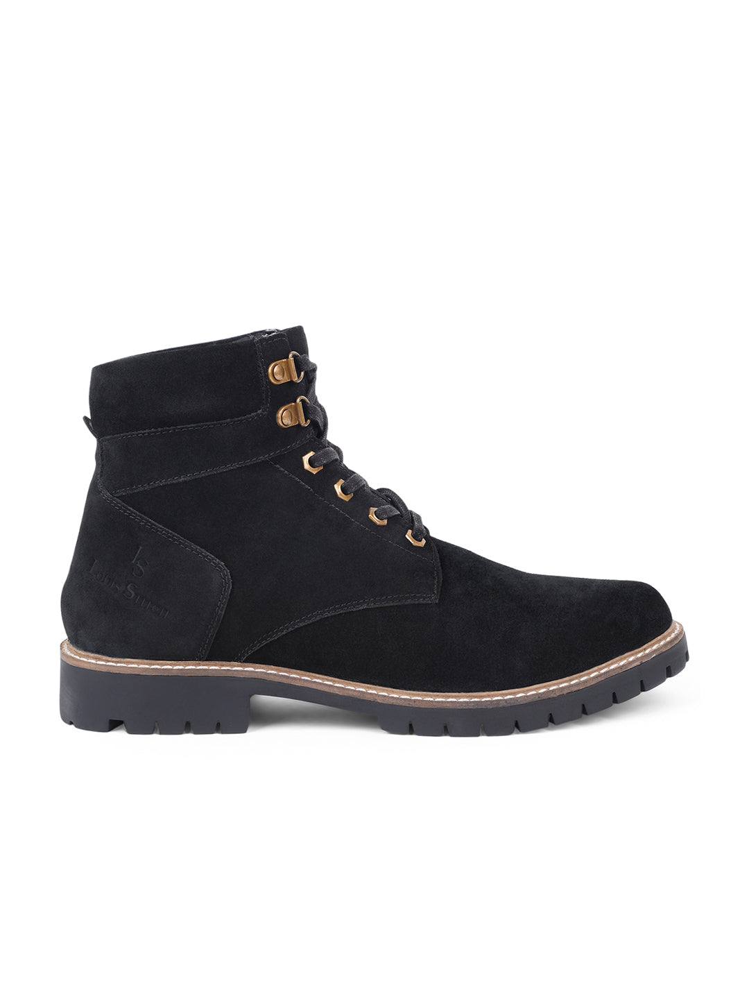 Jet Black High Ankle Suede Leather Chukka Boots for Men