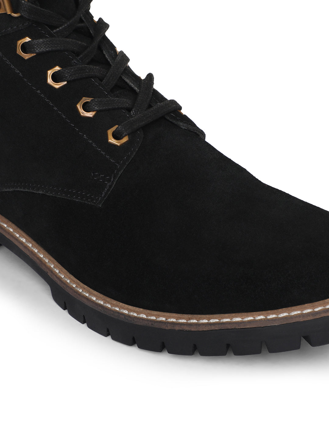 Jet Black High Ankle Suede Leather Chukka Boots for Men