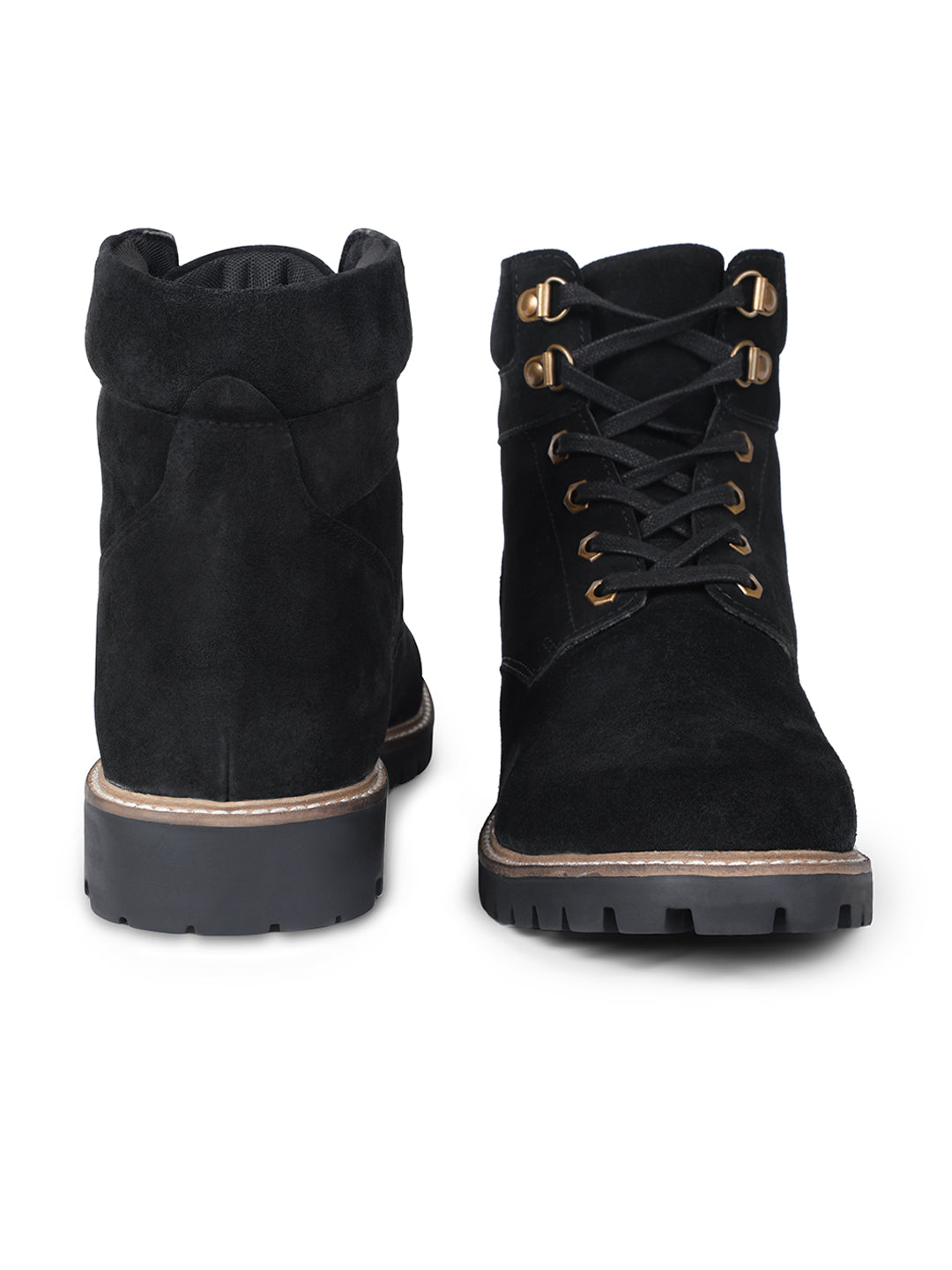 Jet Black High Ankle Suede Leather Chukka Boots for Men