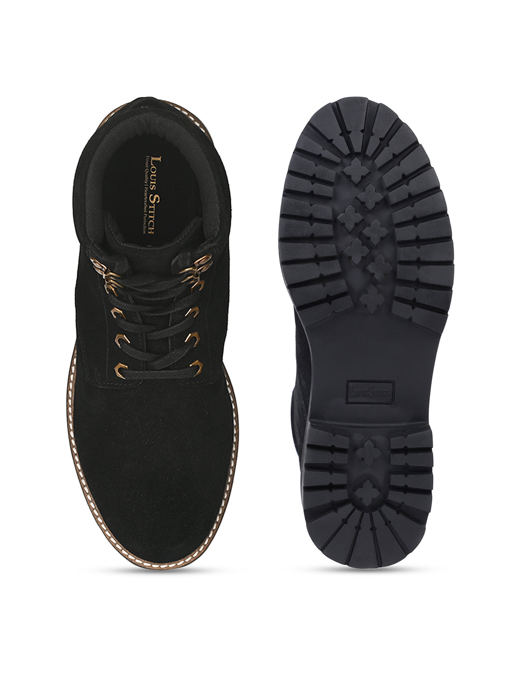 Jet Black High Ankle Suede Leather Chukka Boots for Men