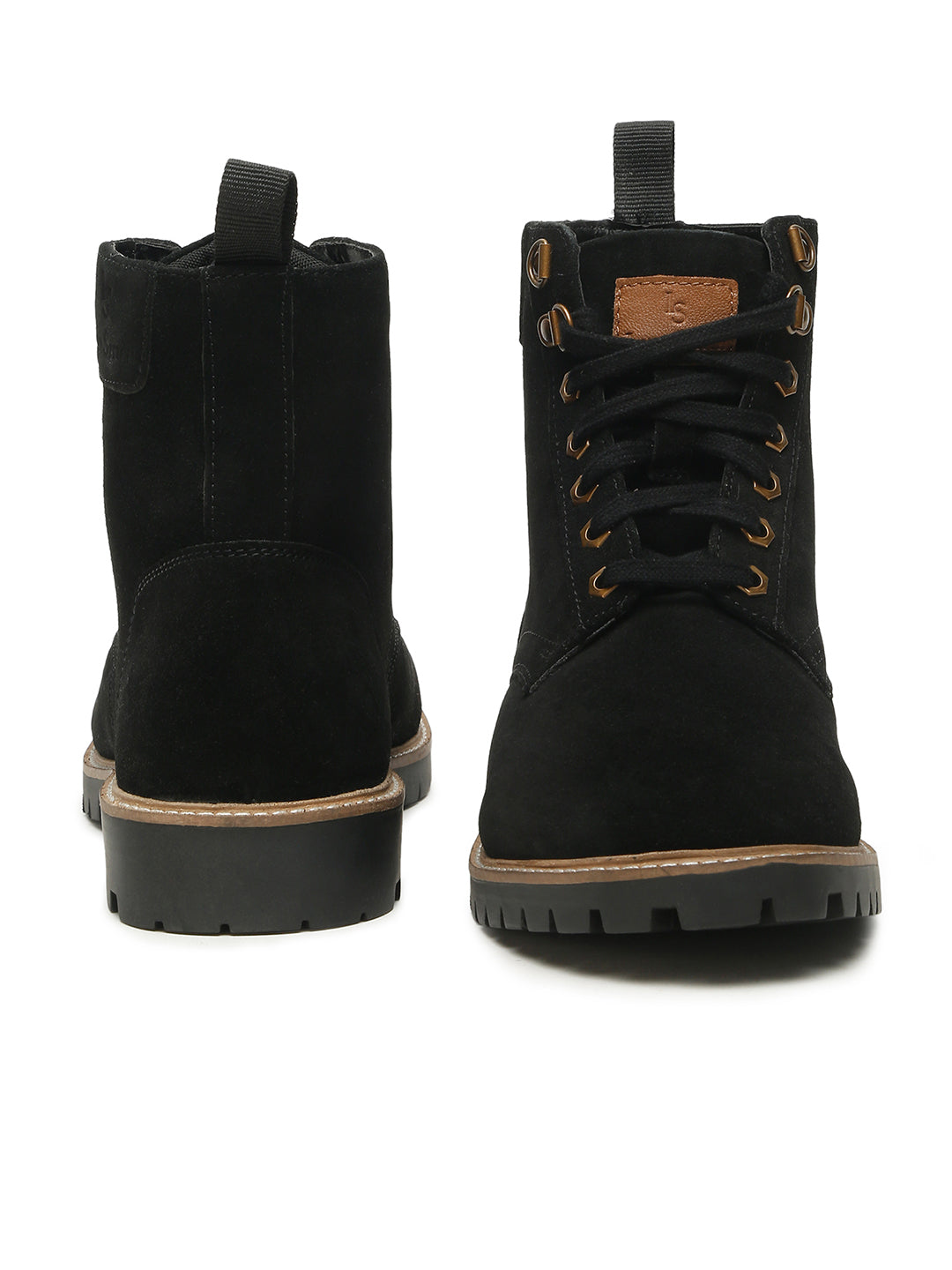 Jet Black High Ankle Suede Leather Chukka Boots for Men