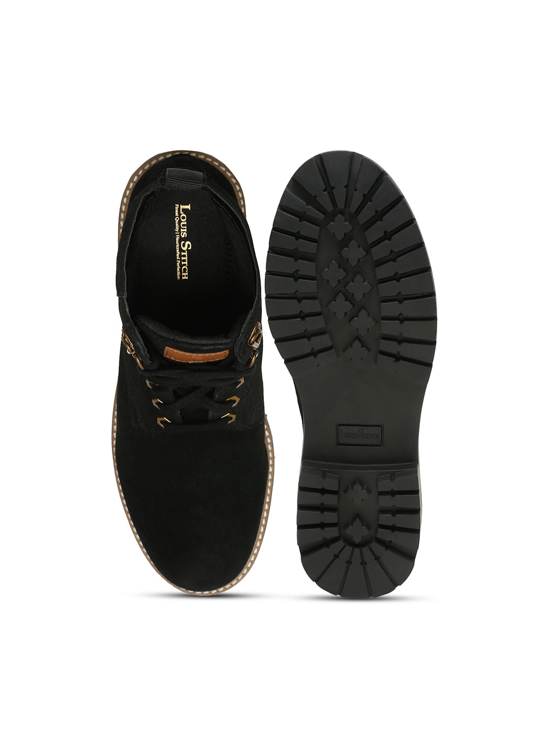 Jet Black High Ankle Suede Leather Chukka Boots for Men