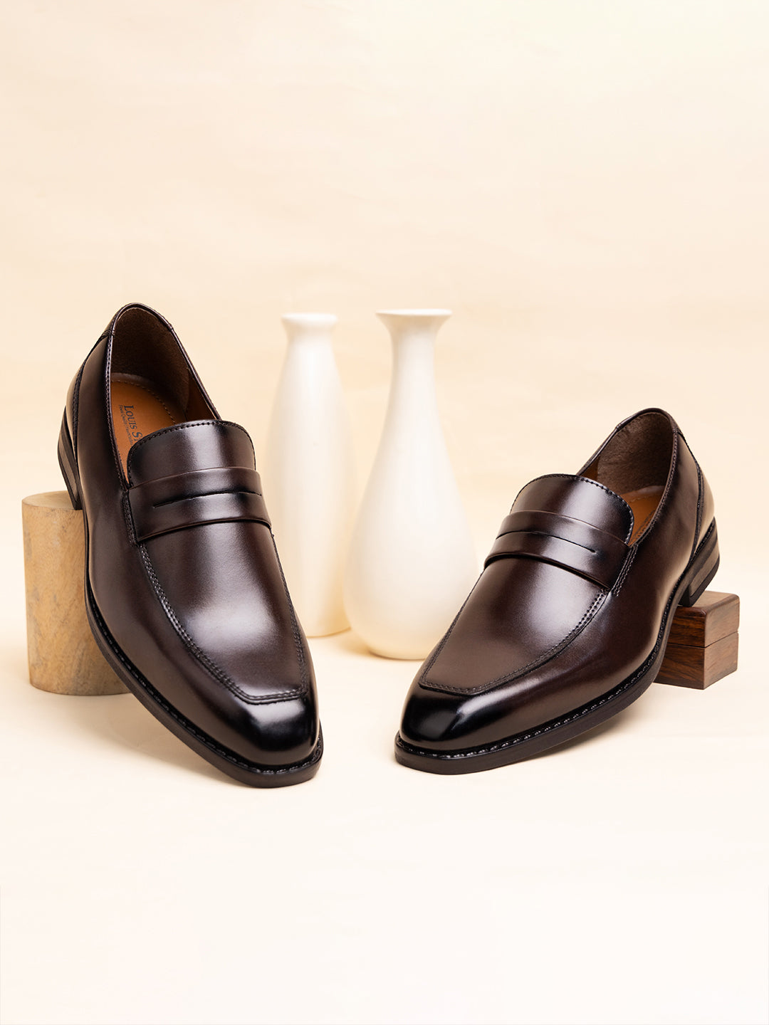 Brunette Brown Handcrafted Dual Tone Moccasins Slipons