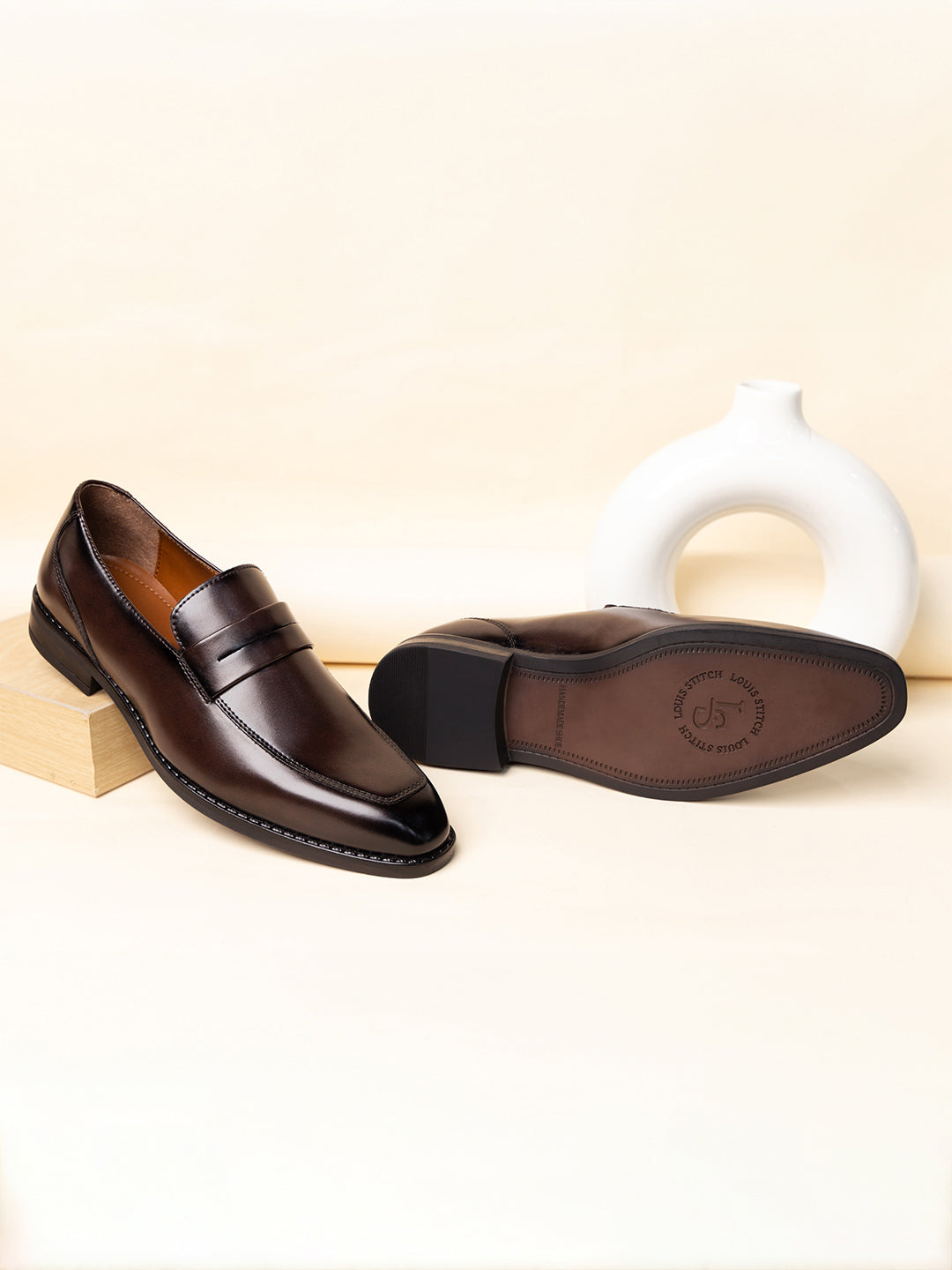 Brunette Brown Handcrafted Dual Tone Moccasins Slipons