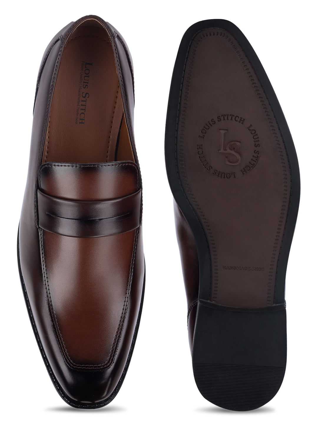 Brown and Tan Handcrafted Dual Tone Moccasins Slipon