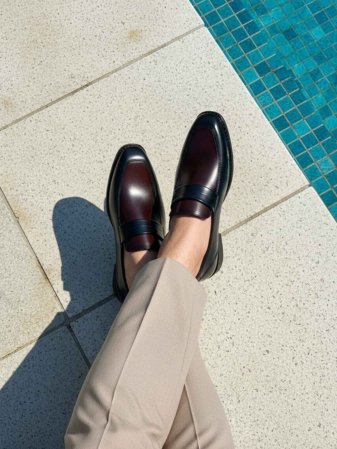 Black and Brown Handcrafted Dual Shade Moccasins Slipons
