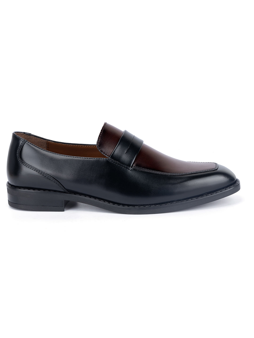 Black and Brown Handcrafted Dual Shade Moccasins Slipons