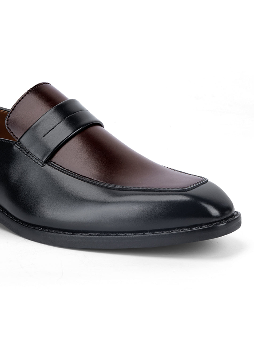 Black and Brown Handcrafted Dual Shade Moccasins Slipons