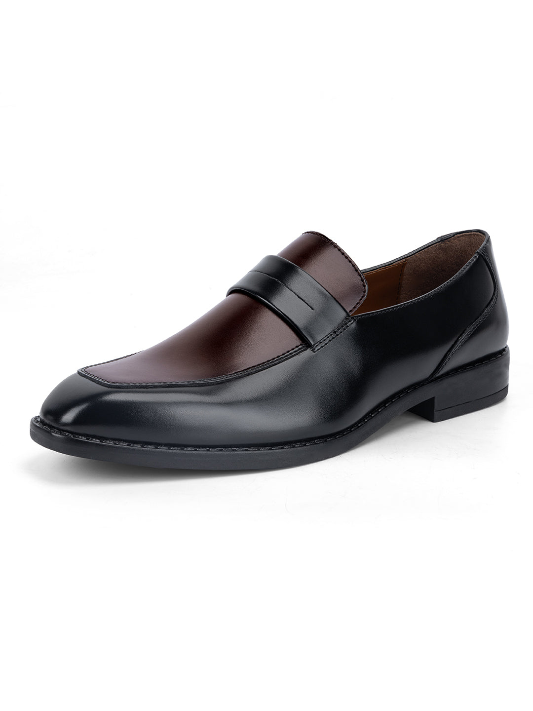 Black and Brown Handcrafted Dual Shade Moccasins Slipon