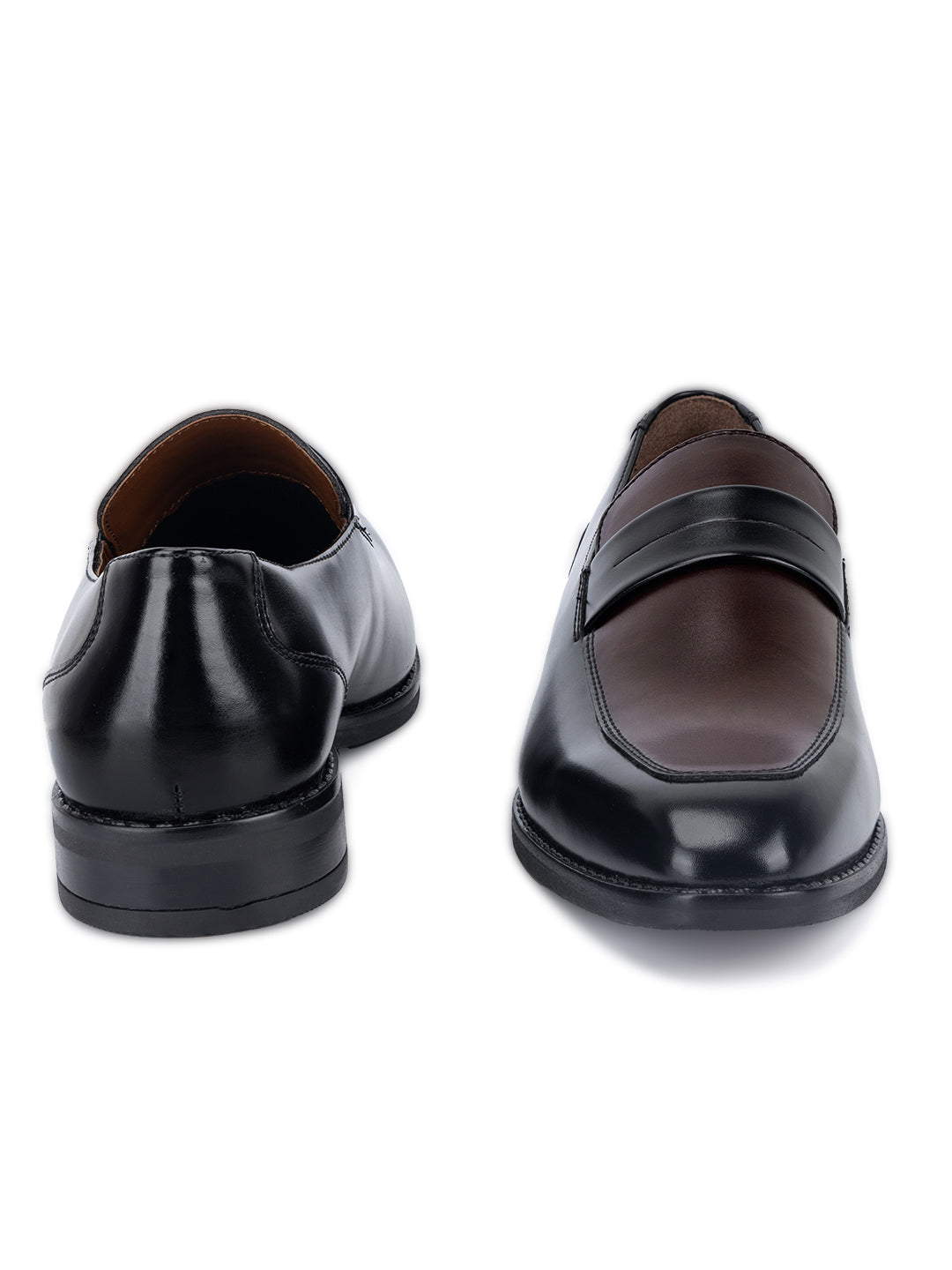 Black and Brown Handcrafted Dual Shade Moccasins Slipons