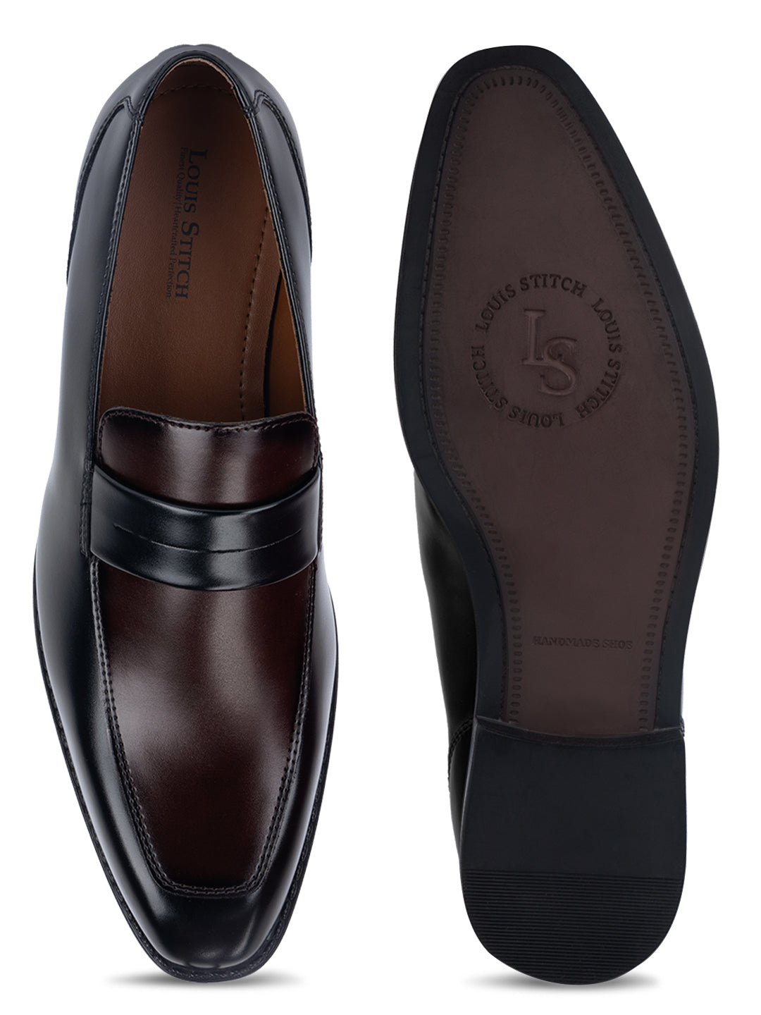 Black and Brown Handcrafted Dual Shade Moccasins Slipons