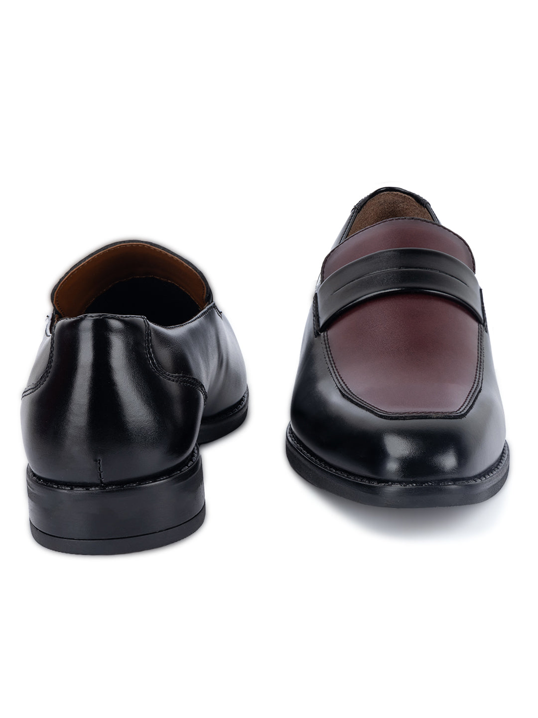 Black and Maroon Handcrafted Dual Tone Moccasins Slipon