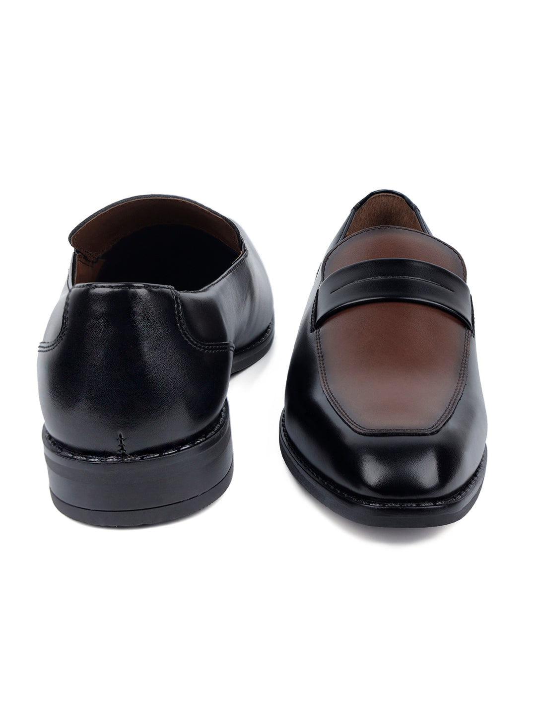 Tan and Black Handcrafted Dual Tone Moccasins Slipon