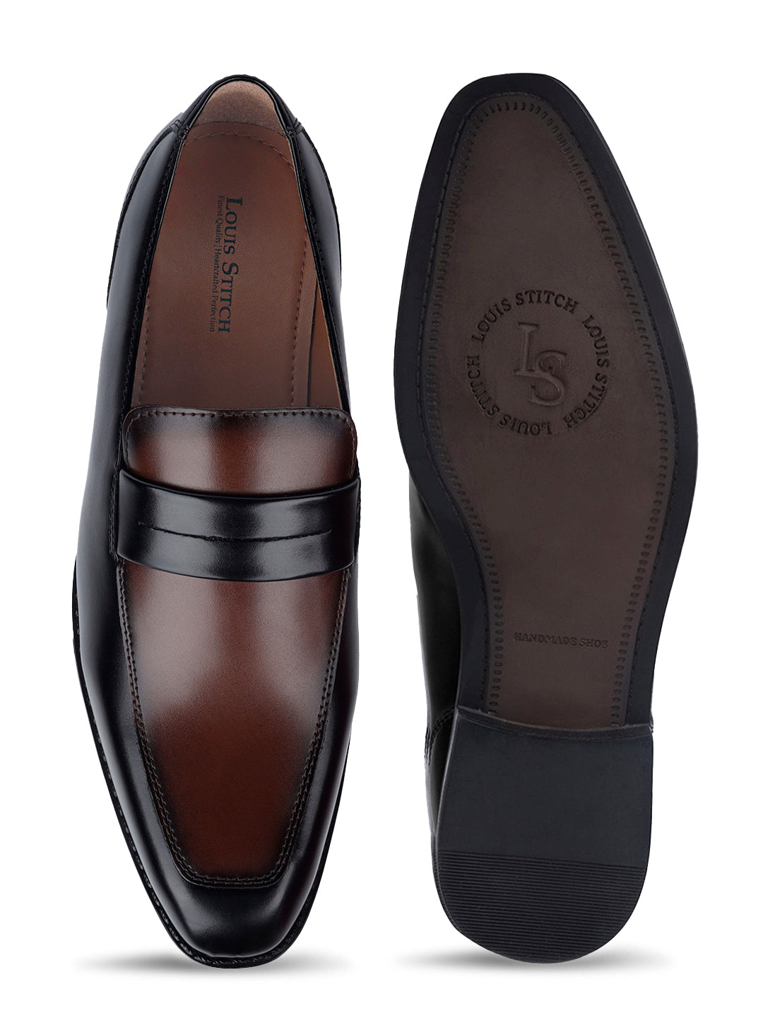 Tan and Black Handcrafted Dual Tone Moccasins Slipon