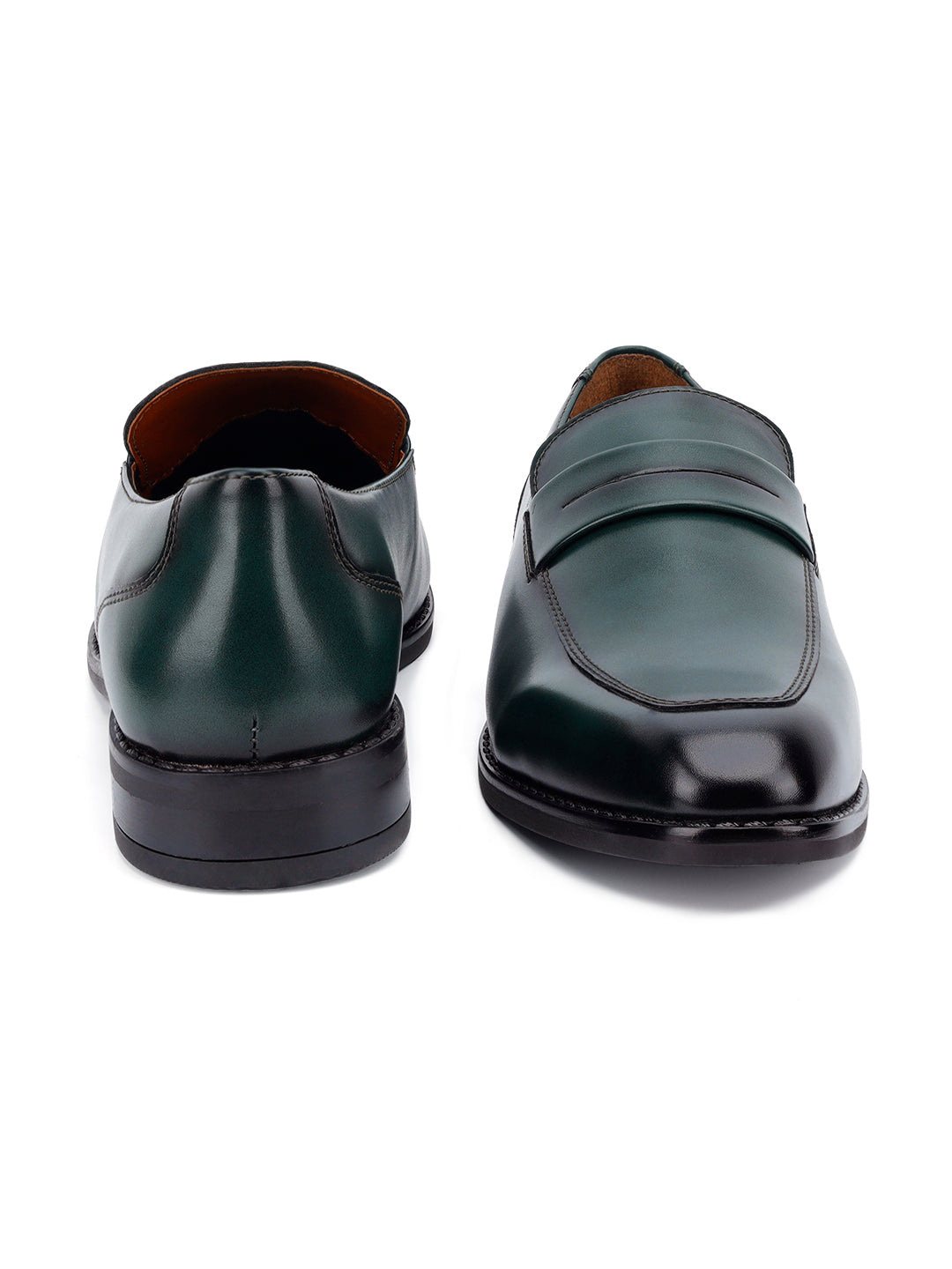 Seaweed Green Handcrafted Dual Tone Moccasins Slipons