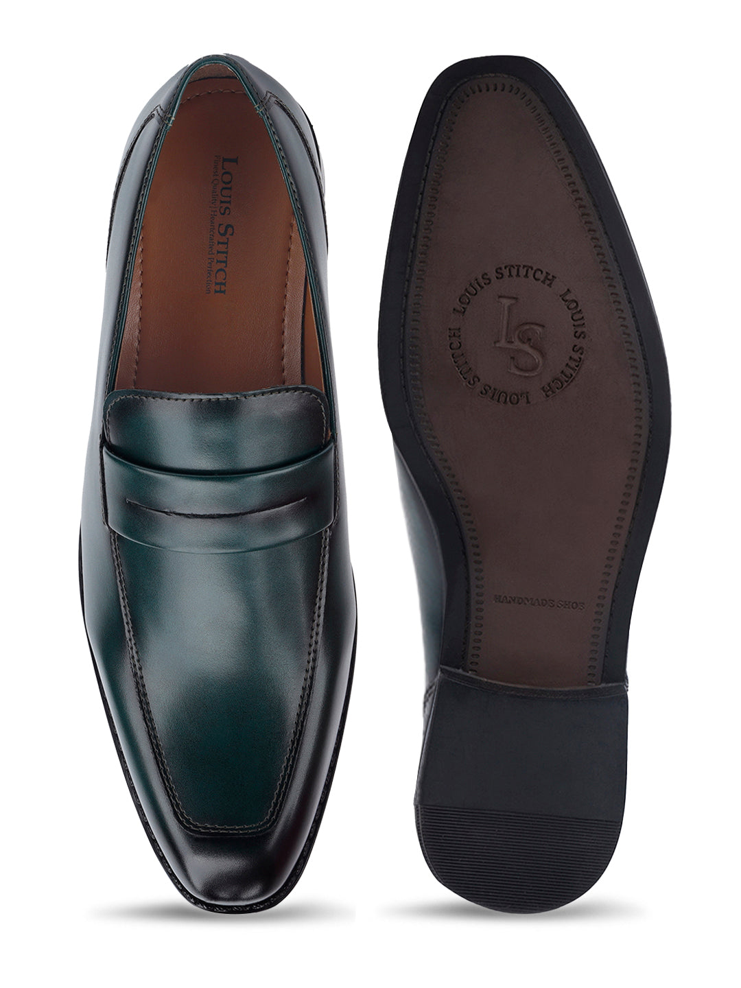 Seaweed Green Handcrafted Dual Tone Moccasins Slipons