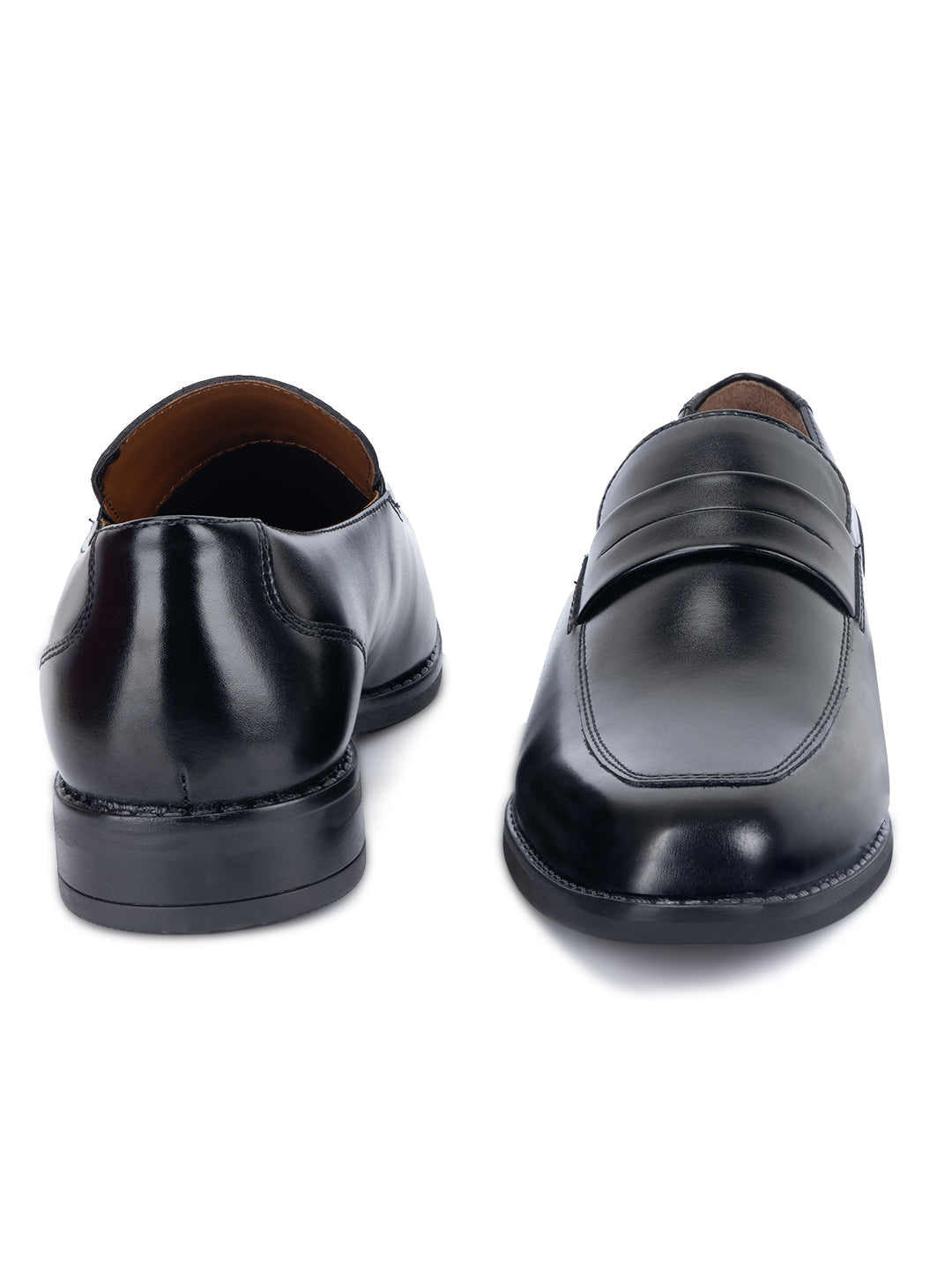 Jet Black Handcrafted Dual Tone Moccasins Slipons