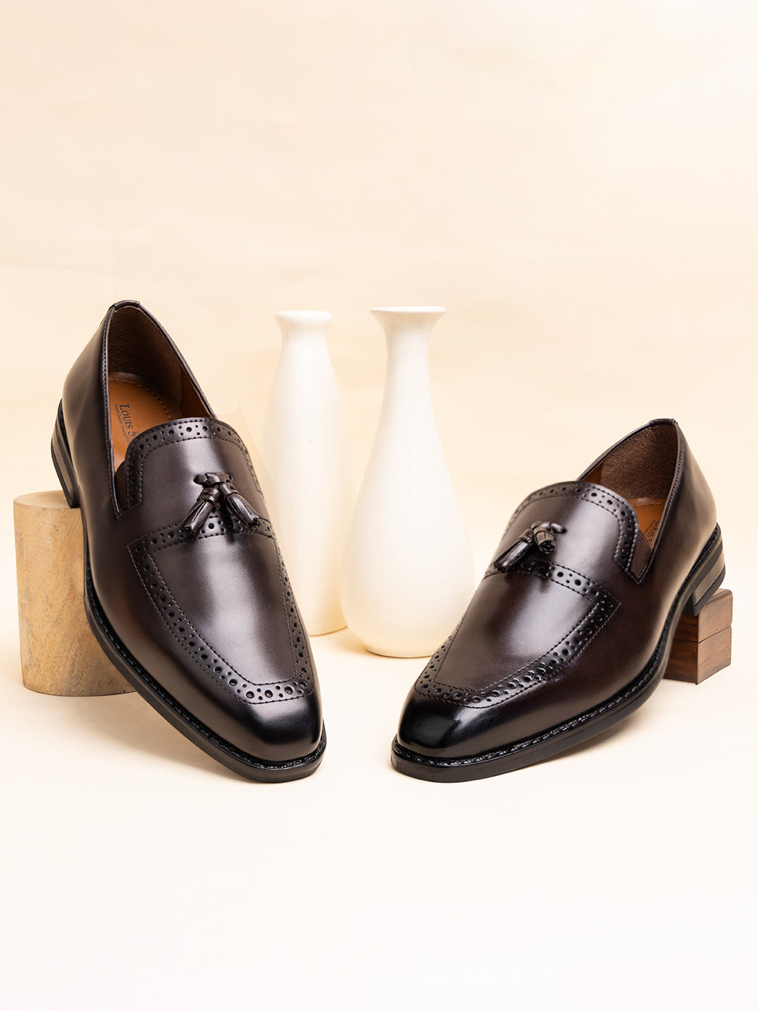 Brunette Brown Handcrafted Tassel Moccasins Slipons