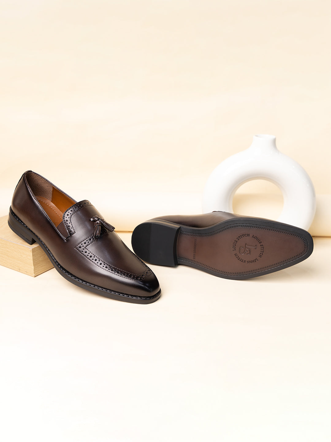 Brunette Brown Handcrafted Tassel Moccasins Slipons