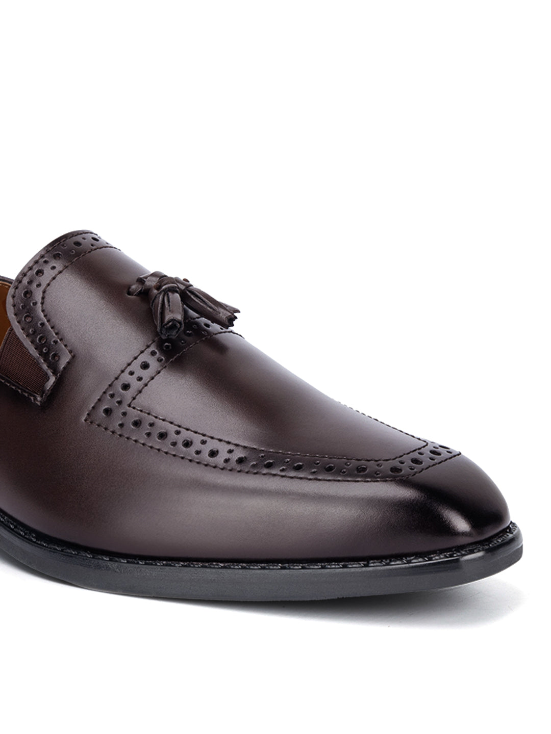 Brunette Brown Handcrafted Tassel Moccasins Slipons