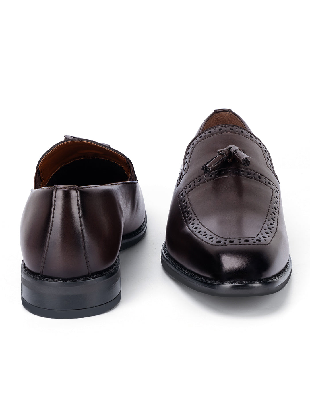 Brunette Brown Handcrafted Tassel Moccasins Slipons