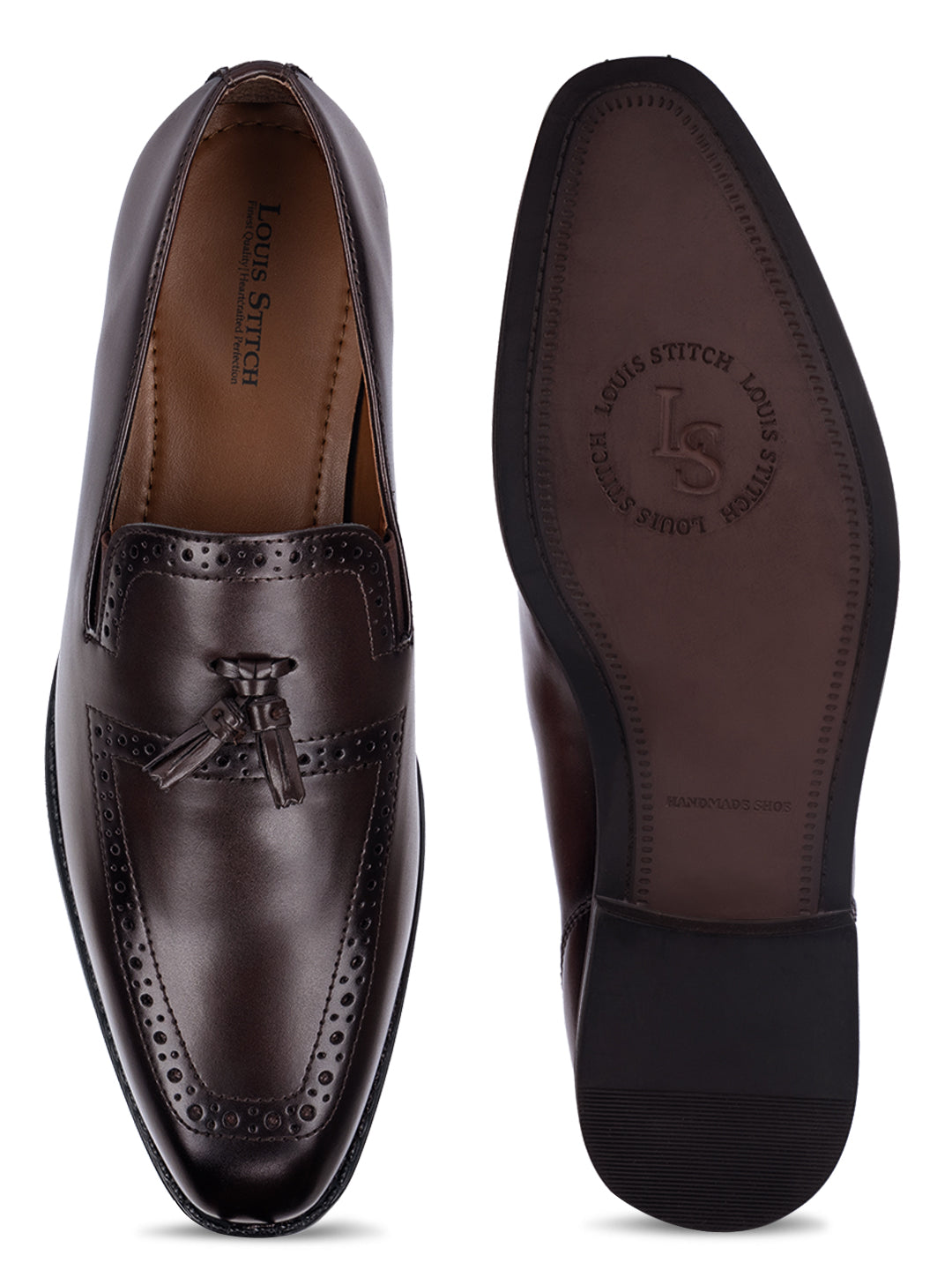 Brunette Brown Handcrafted Tassel Moccasins Slipons