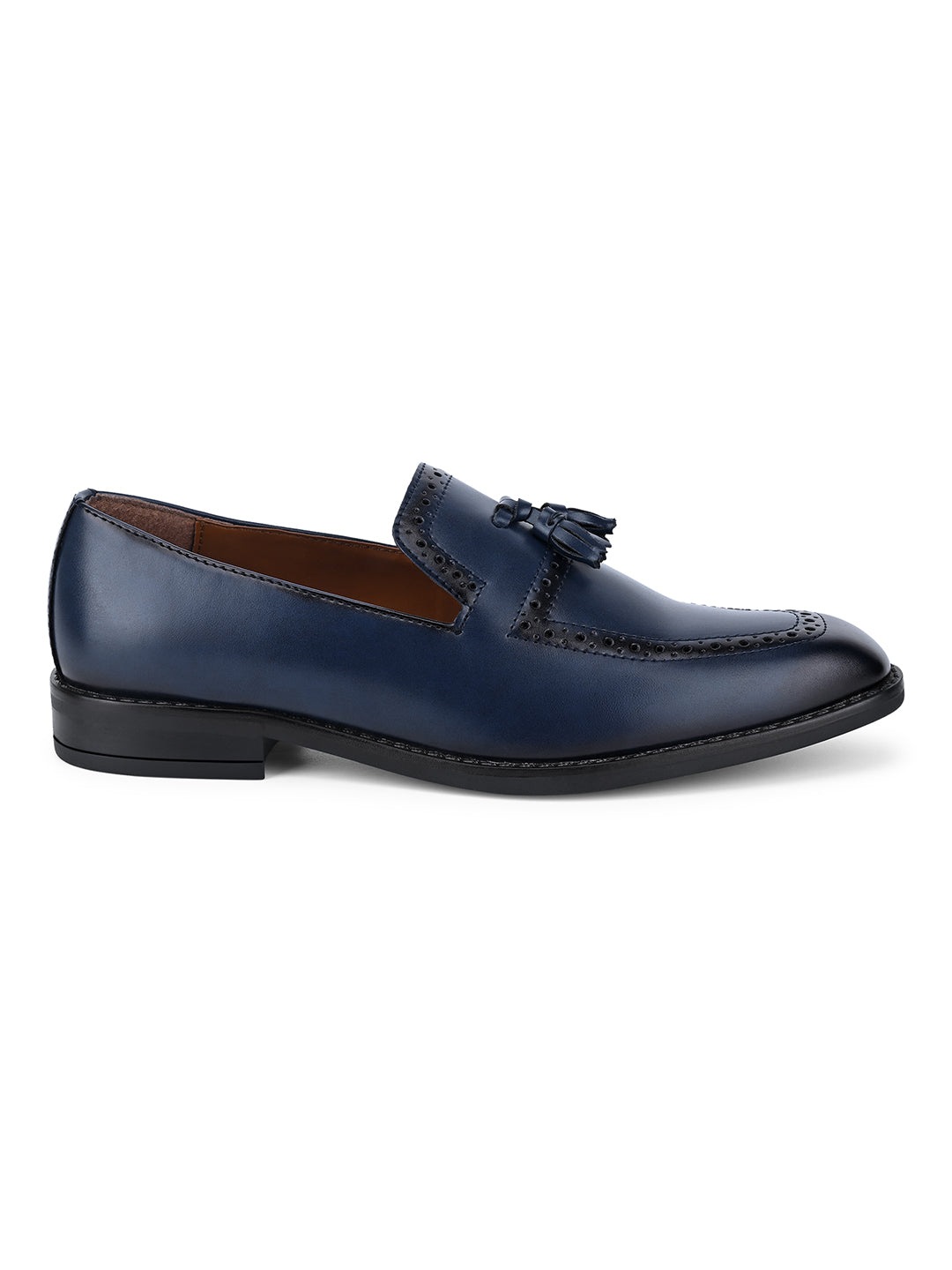 Federal Blue Handcrafted Tassel Moccasins Slipon