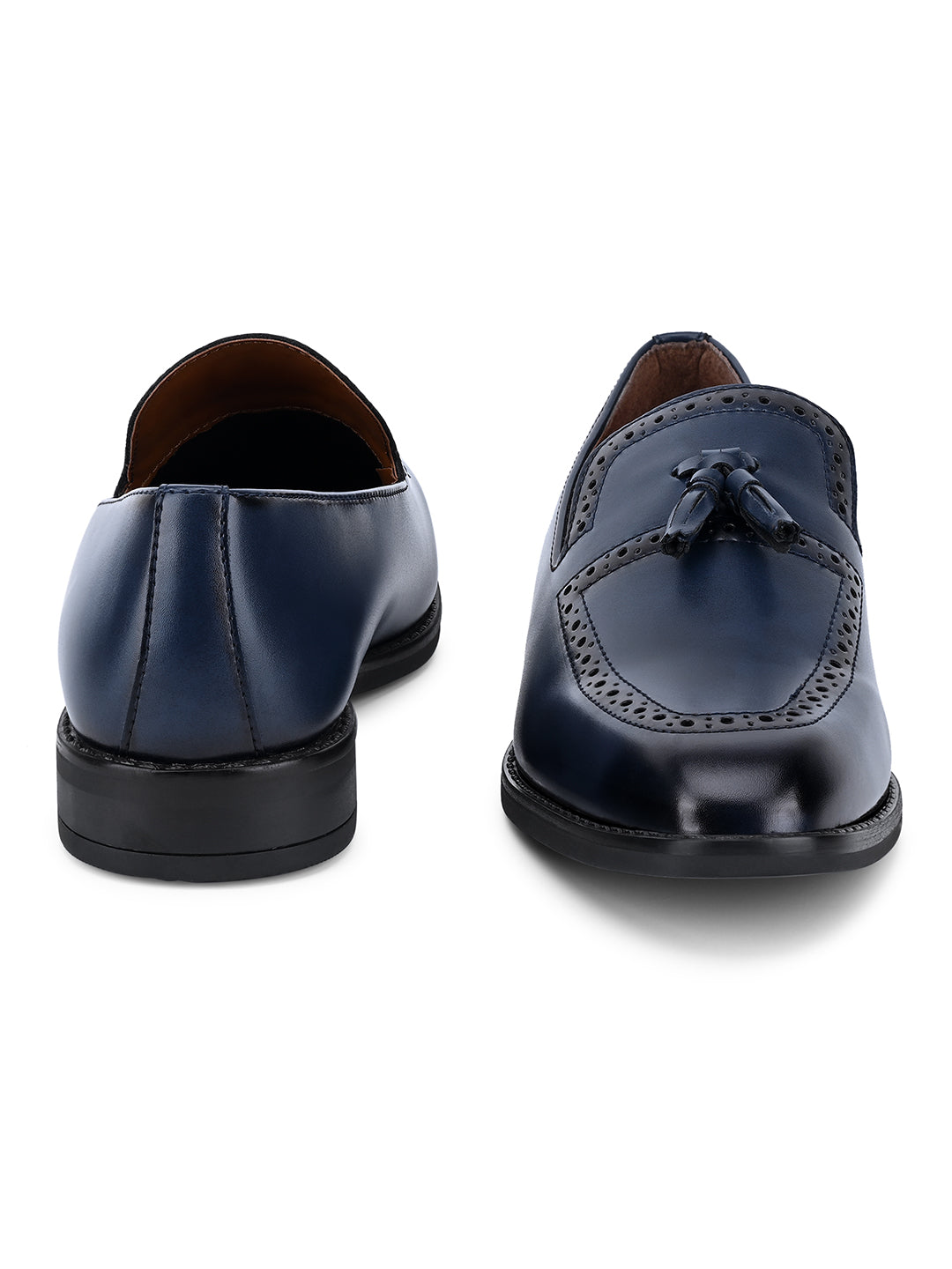 Federal Blue Handcrafted Tassel Moccasins Slipon