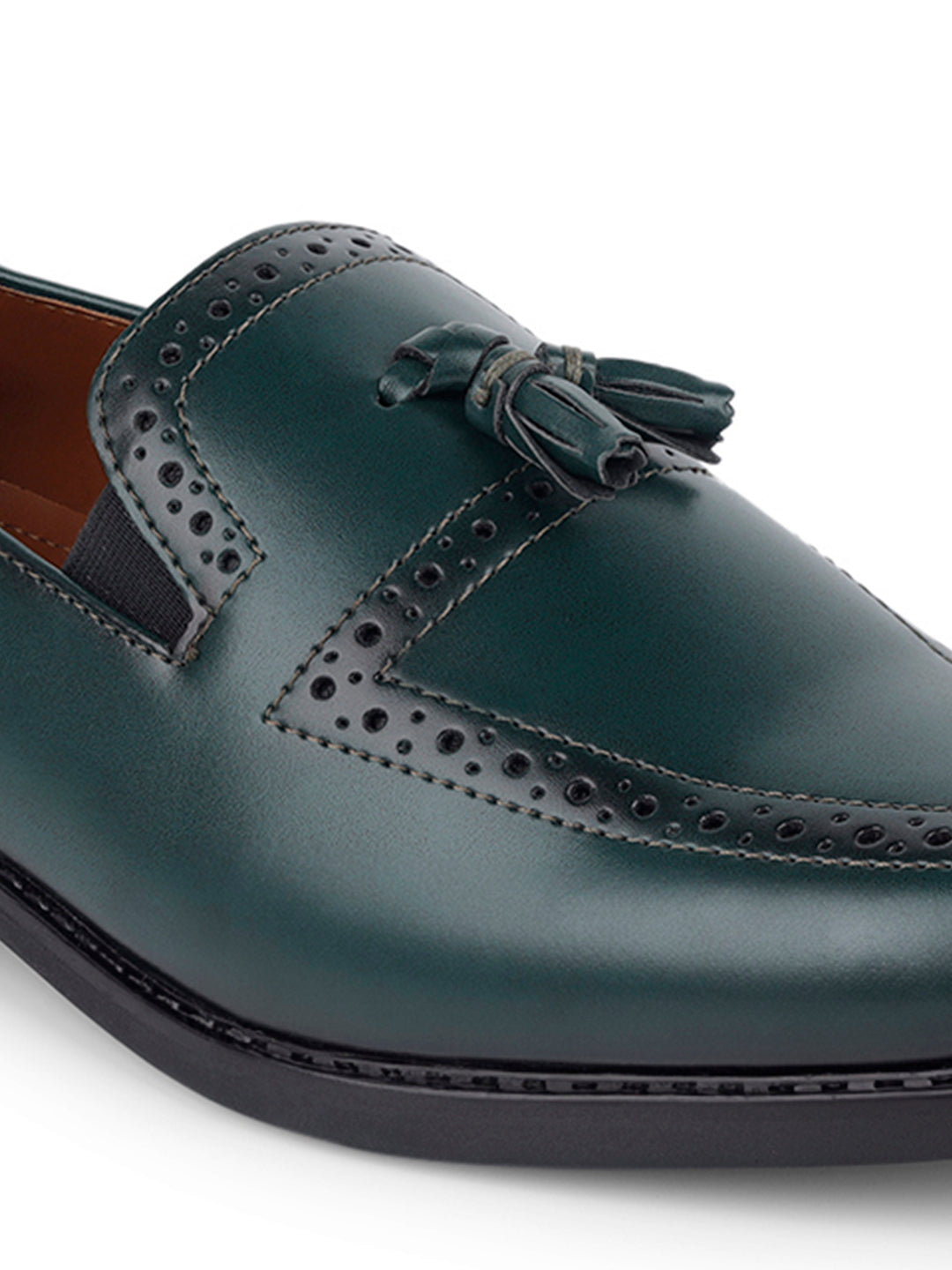 Seaweed Green Handcrafted Tassel Moccasins Slipons