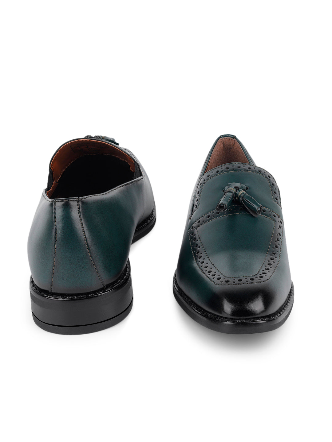 Seaweed Green Handcrafted Tassel Moccasins Slipons