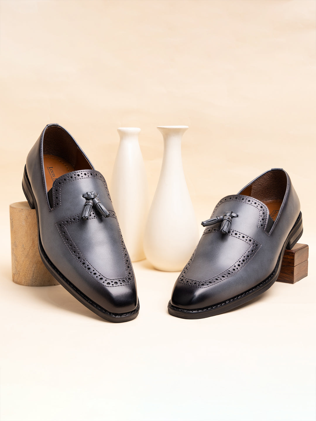 Ash Grey Handcrafted Tassel Moccasins Slipon