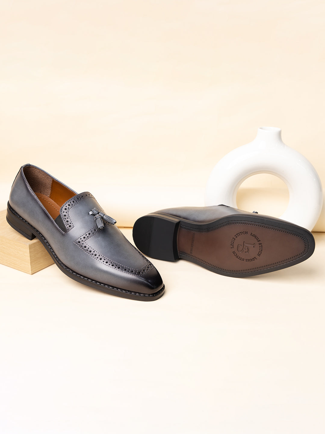 Ash Grey Handcrafted Tassel Moccasins Slipon