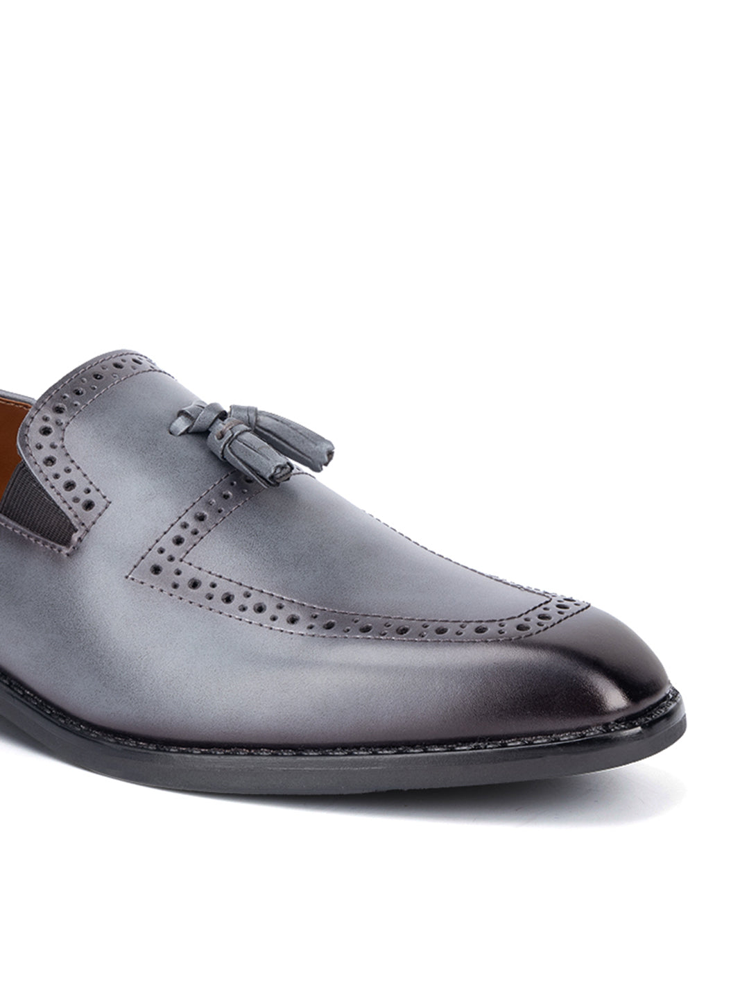 Ash Grey Handcrafted Tassel Moccasins Slipon