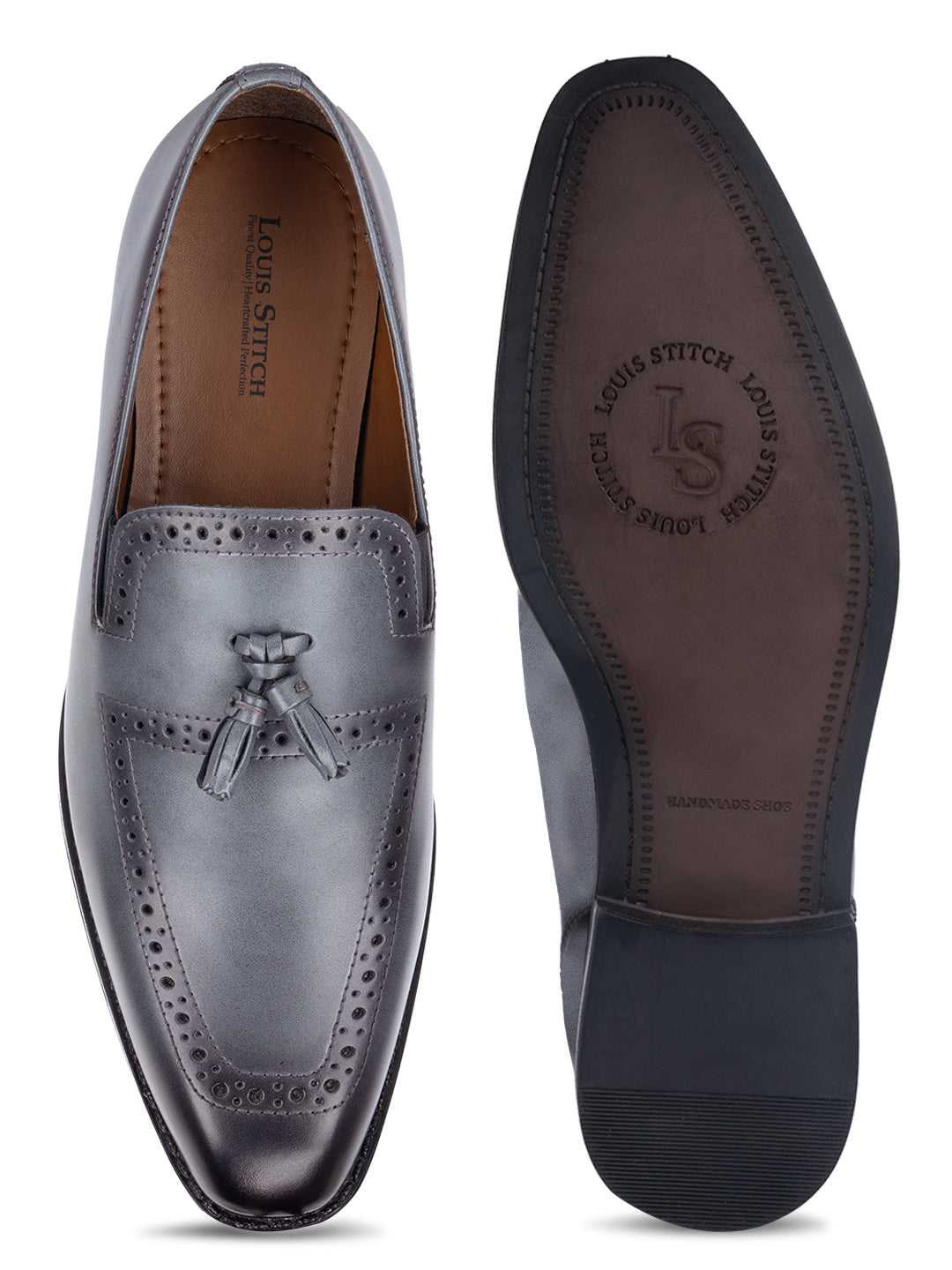 Ash Grey Handcrafted Tassel Moccasins Slipon