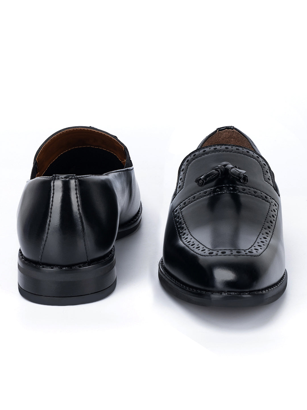 Jet Black Handcrafted Tassel Moccasins Slipons