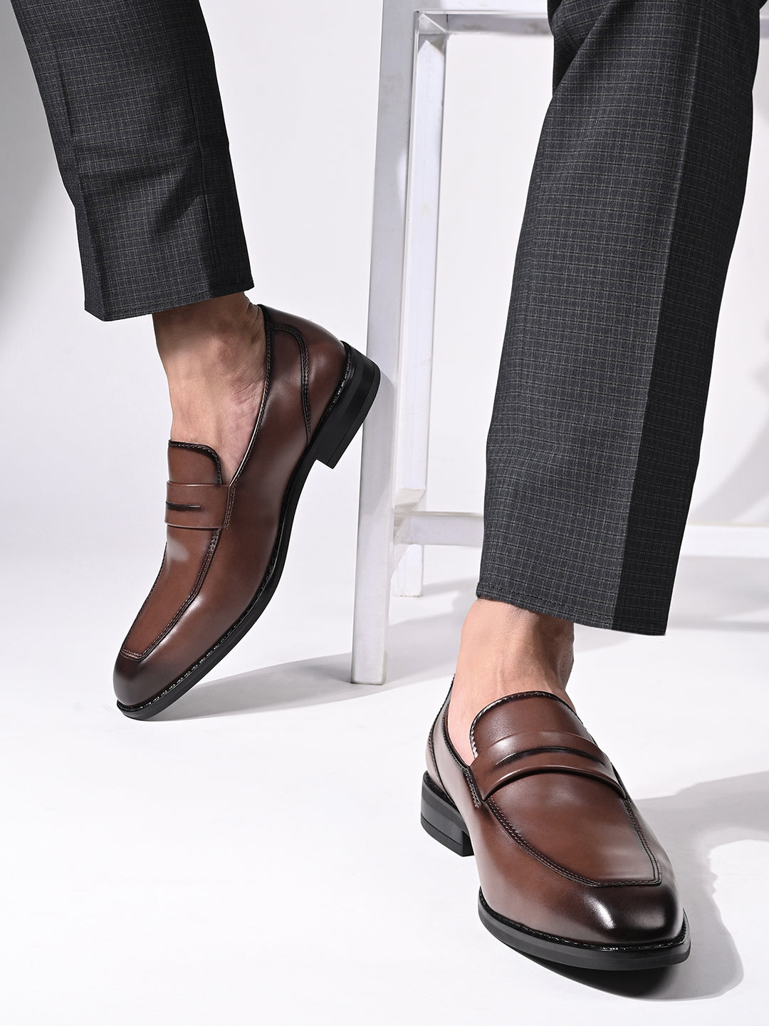 Tan Handcrafted Dual Tone Moccasins Slipons