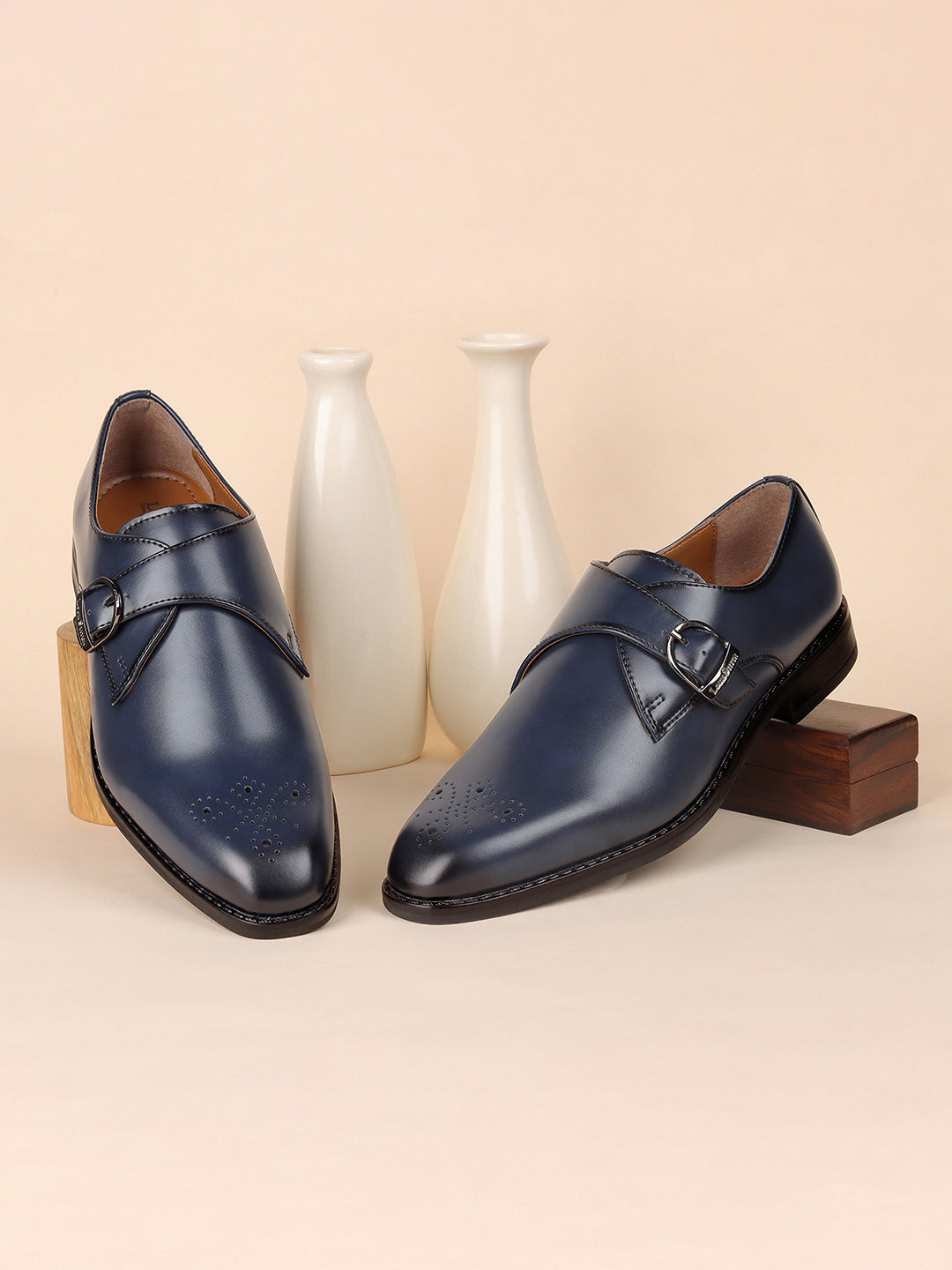 Federal Blue Handcrafted Monks Slipon Shoe