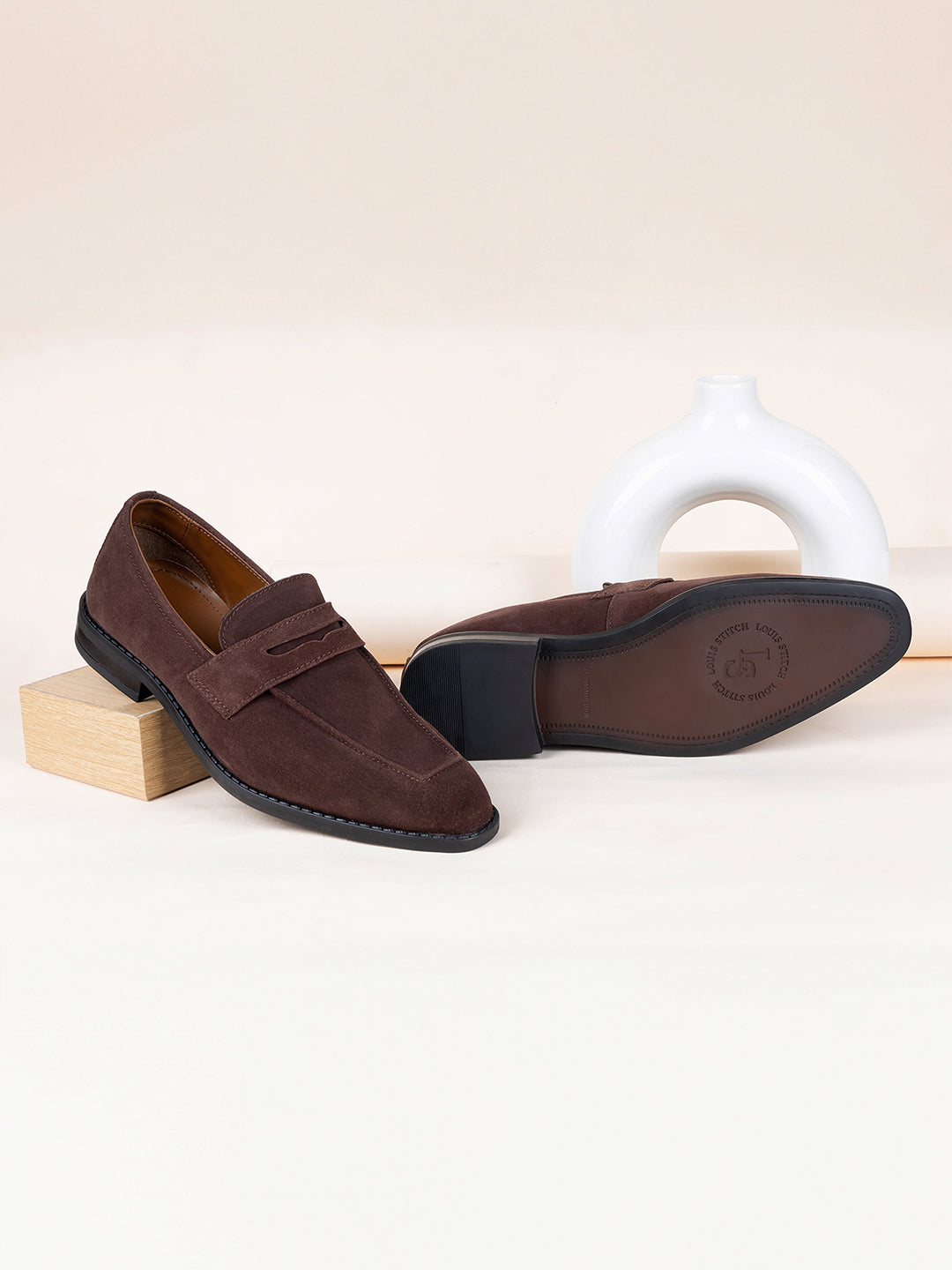 Brunette Brown Handcrafted Italian Suede Leather Moccasin Shoe