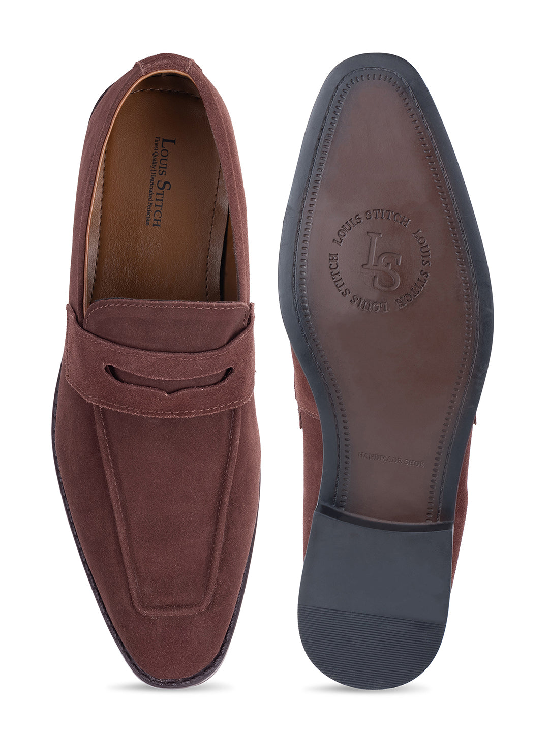 Brunette Brown Handcrafted Italian Suede Leather Moccasin Shoe